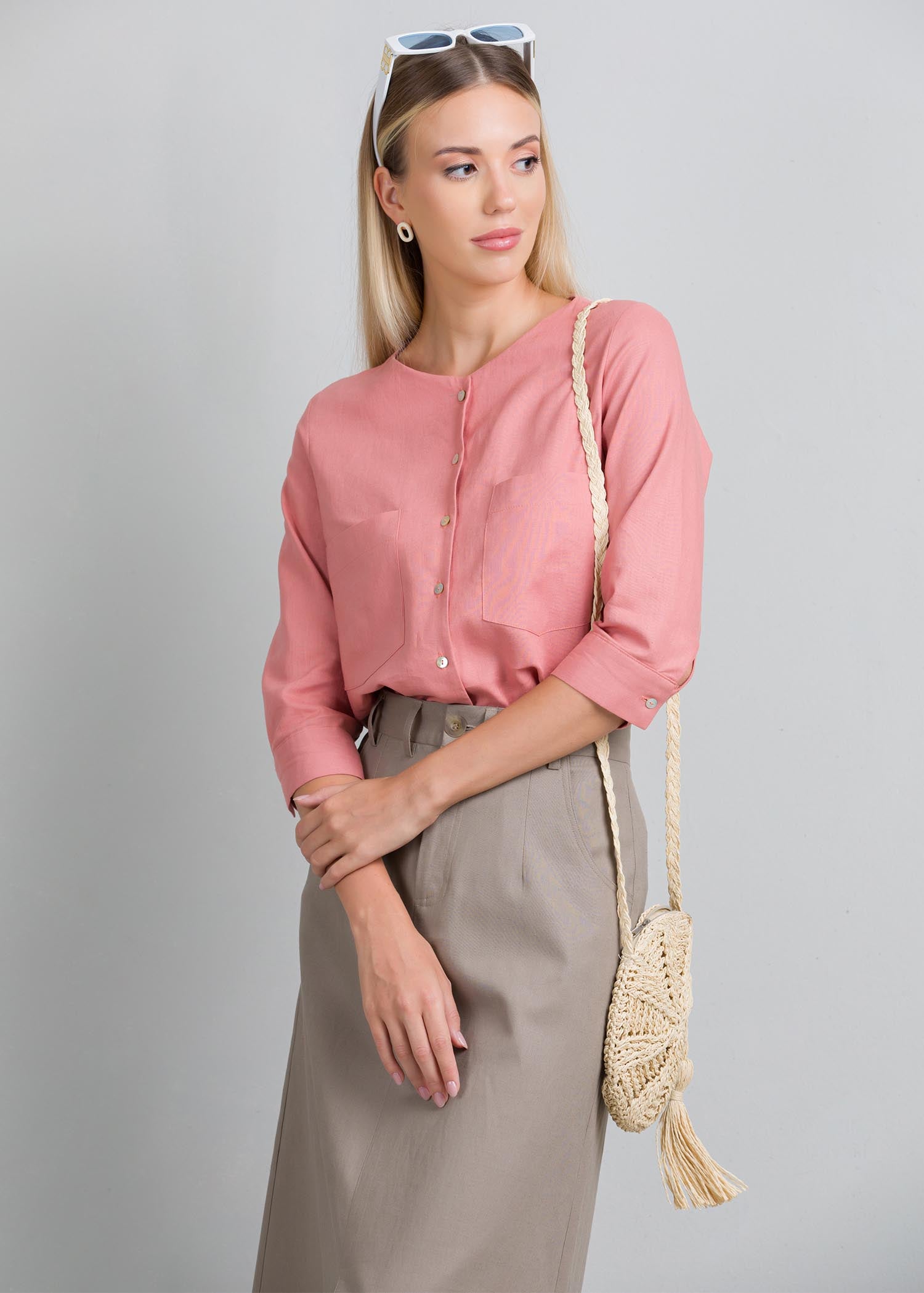 Button down blouse with pockets