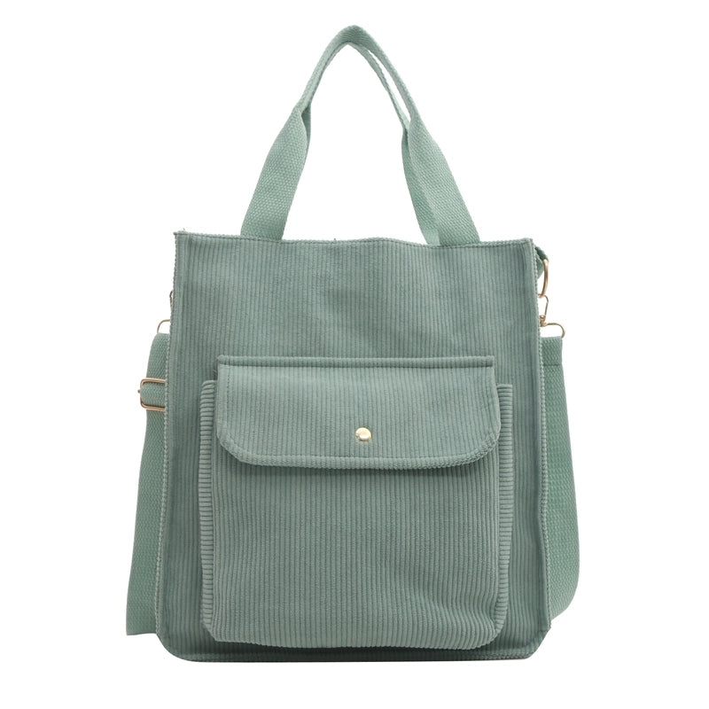 Women's Canvas Solid Color Preppy Style Zipper Handbag