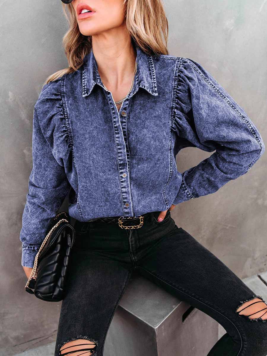Casual Fashion Loose Long Sleeve Denim Shirt
