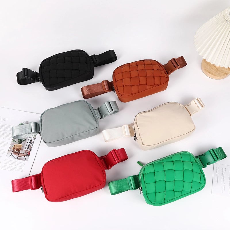 Unisex Basic Solid Color Nylon Waist Bags