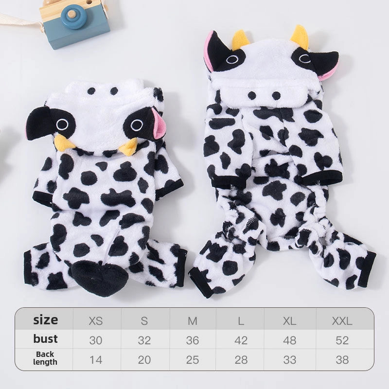 Autumn And Winter Dog Clothes Warm Thickened Coral Fleece Puppy Transformation Outfit Teddy Corgi Cat Pet Clothing