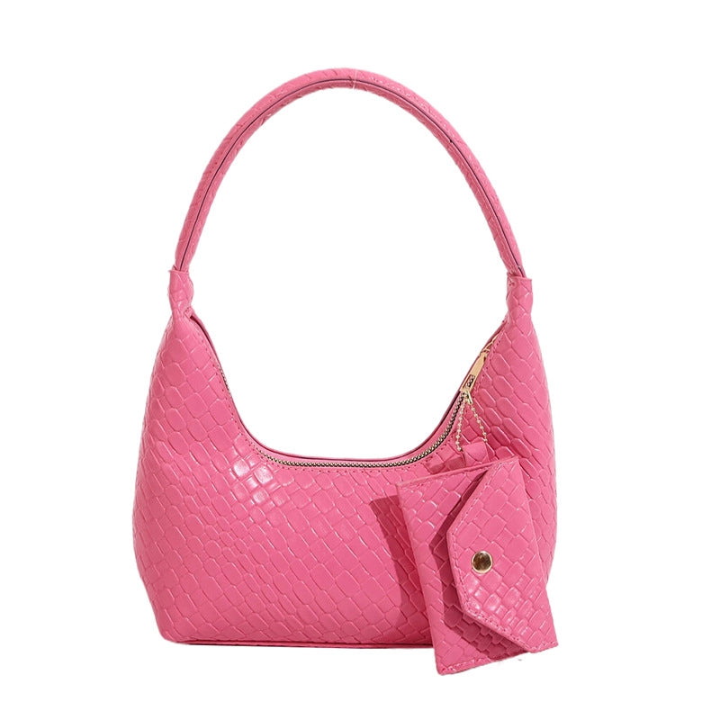 Women's Small Pu Leather Solid Color Classic Style Square Zipper Bag Sets