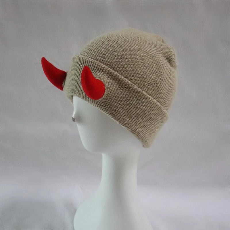Little Devil Knitted Hat Men's Trendy Ear Protection Wool Hat Women's Autumn And Winter Warm Big Head Circumference Couple Hat