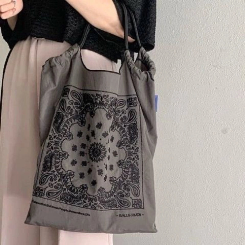 Women's Large Nylon Animal Donuts Basic Classic Style Square Open Shopping Bags