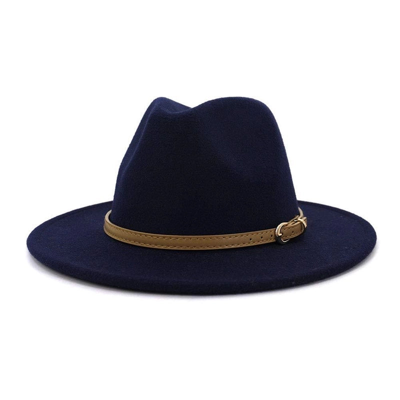 Fashion Flat Top Hat Women's British French Socialite Elegant Felt Hat Autumn And Winter Warm Jazz Hat Men's