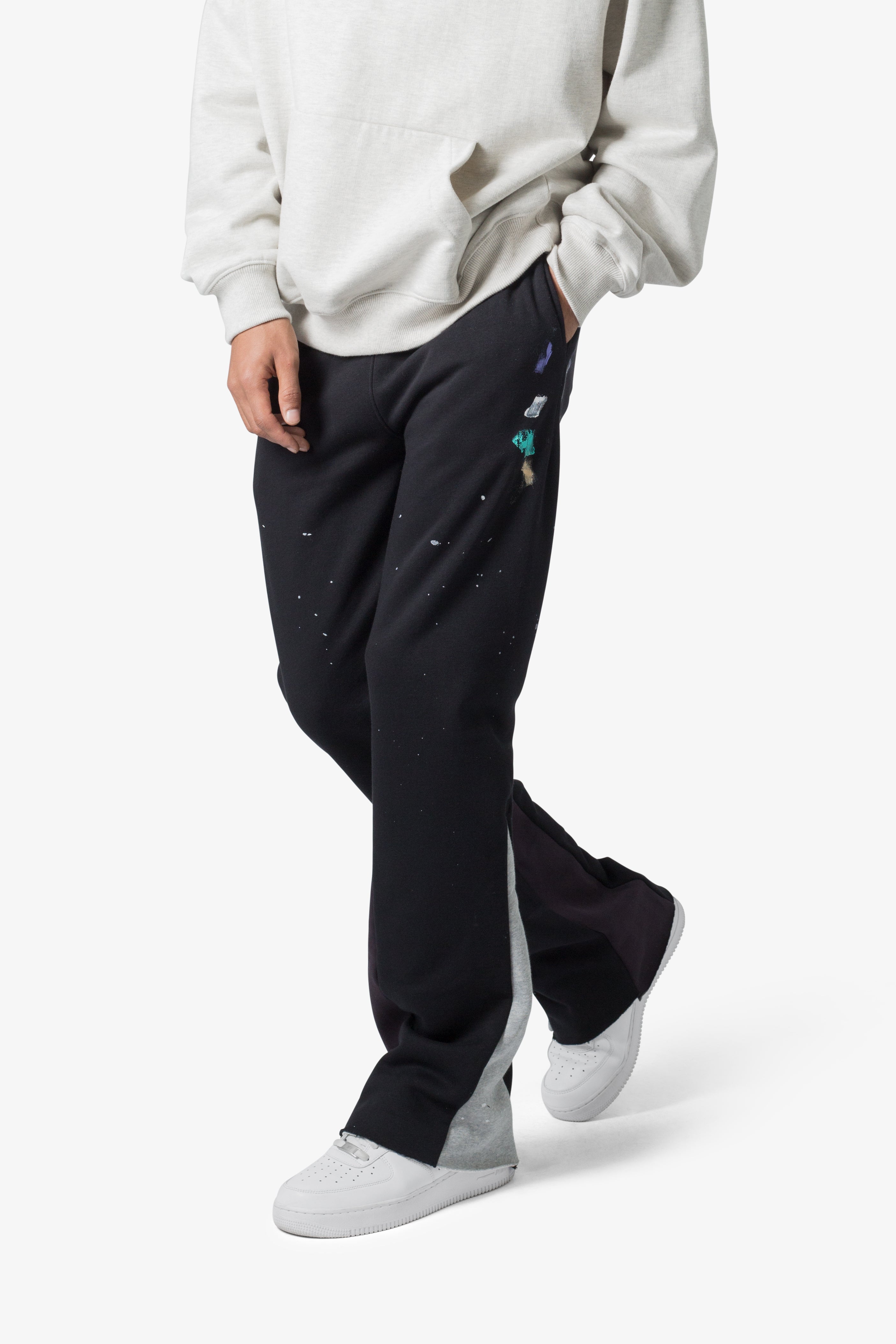 Contrast Bootcut Sweatpants - Black