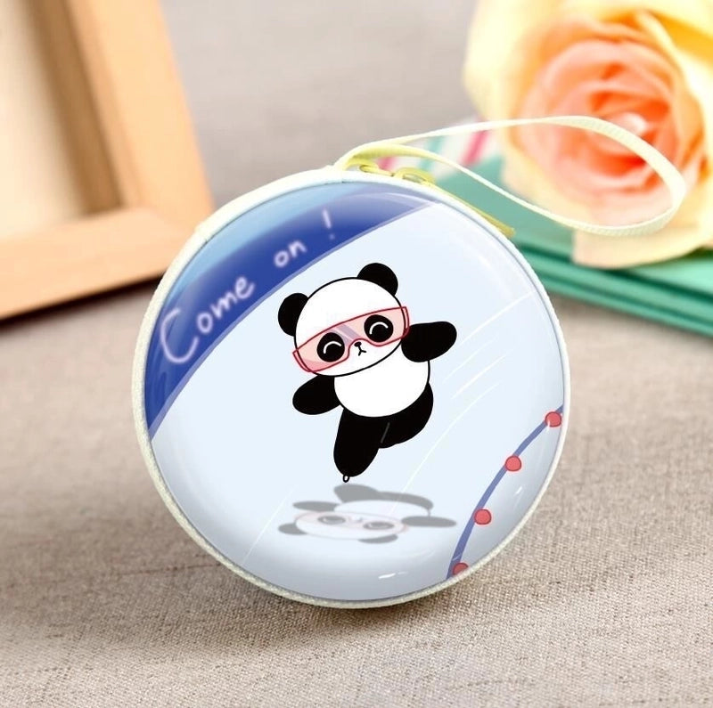3 Pieces Women'S Cartoon Tinplate Zipper Coin Purses