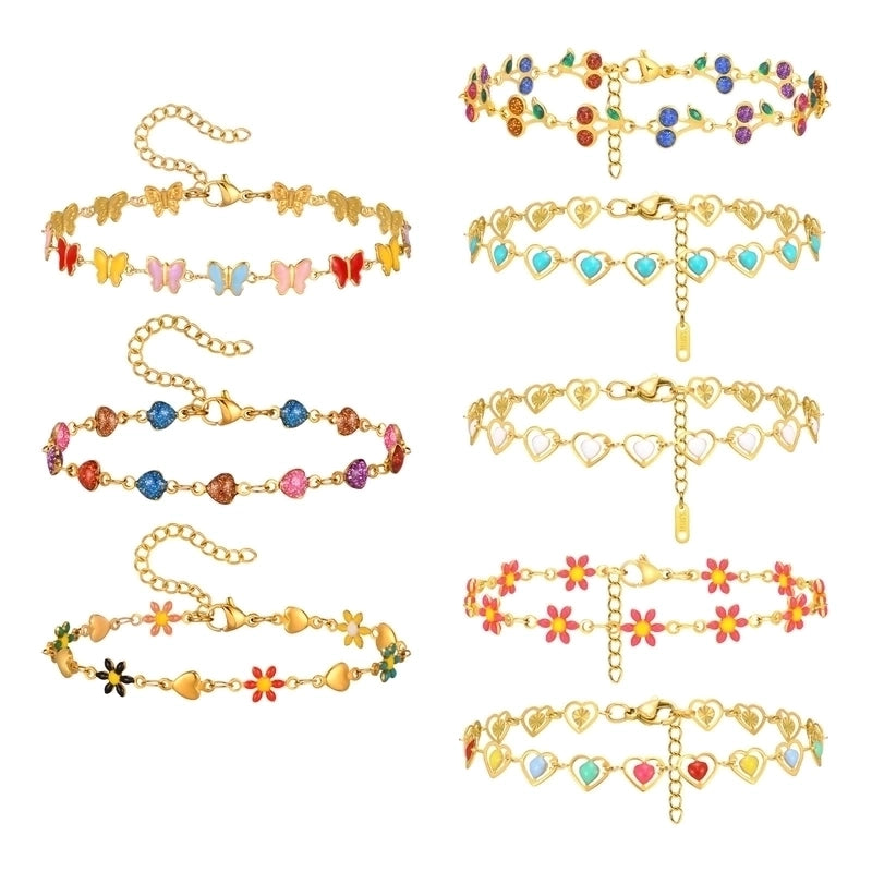 Vacation Beach Sweet Cherry Heart Shape Flower 201 Stainless Steel 18K Gold Plated Bracelets In Bulk