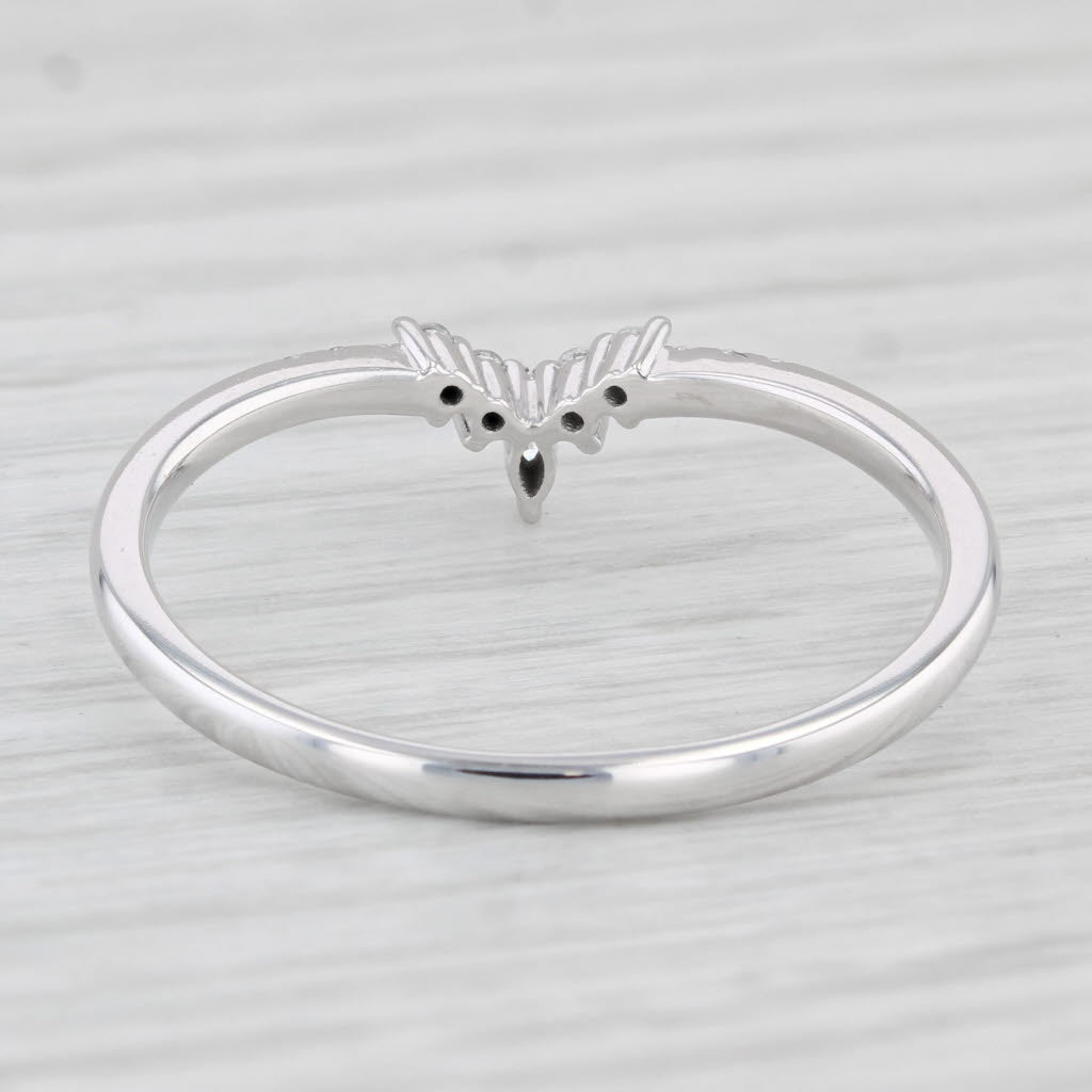 0.11ctw Moissanite Contoured V Wedding Band Ring 10k White Gold Stackable