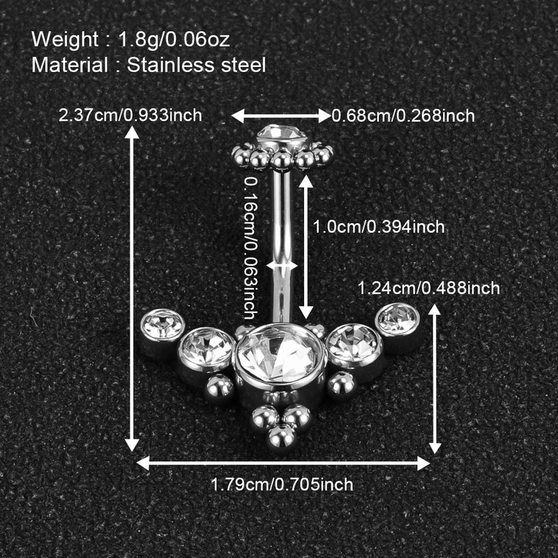 1 Piece Belly Rings Minimalist Classic Style Solid Color 302 Stainless Steel 316 Stainless Steel  Polishing Rhinestone Inlay Diamond Belly Rings
