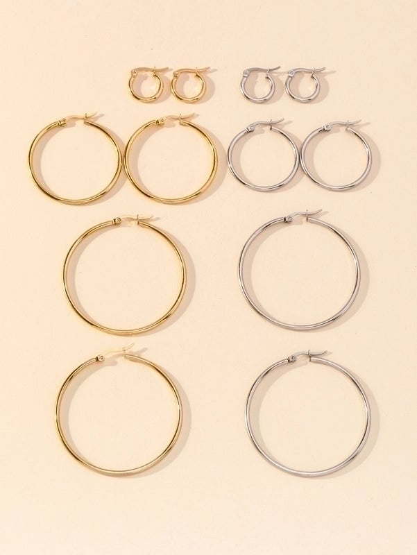 1 Pair Y2k Lady Artistic Solid Color Stainless Steel Hoop Earrings