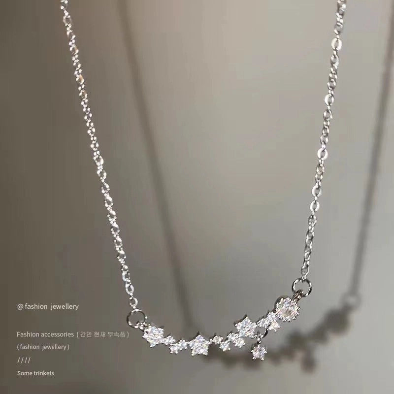 Minimalist Heart Shape Bow Knot Titanium Steel Inlay Zircon Pendant Necklace