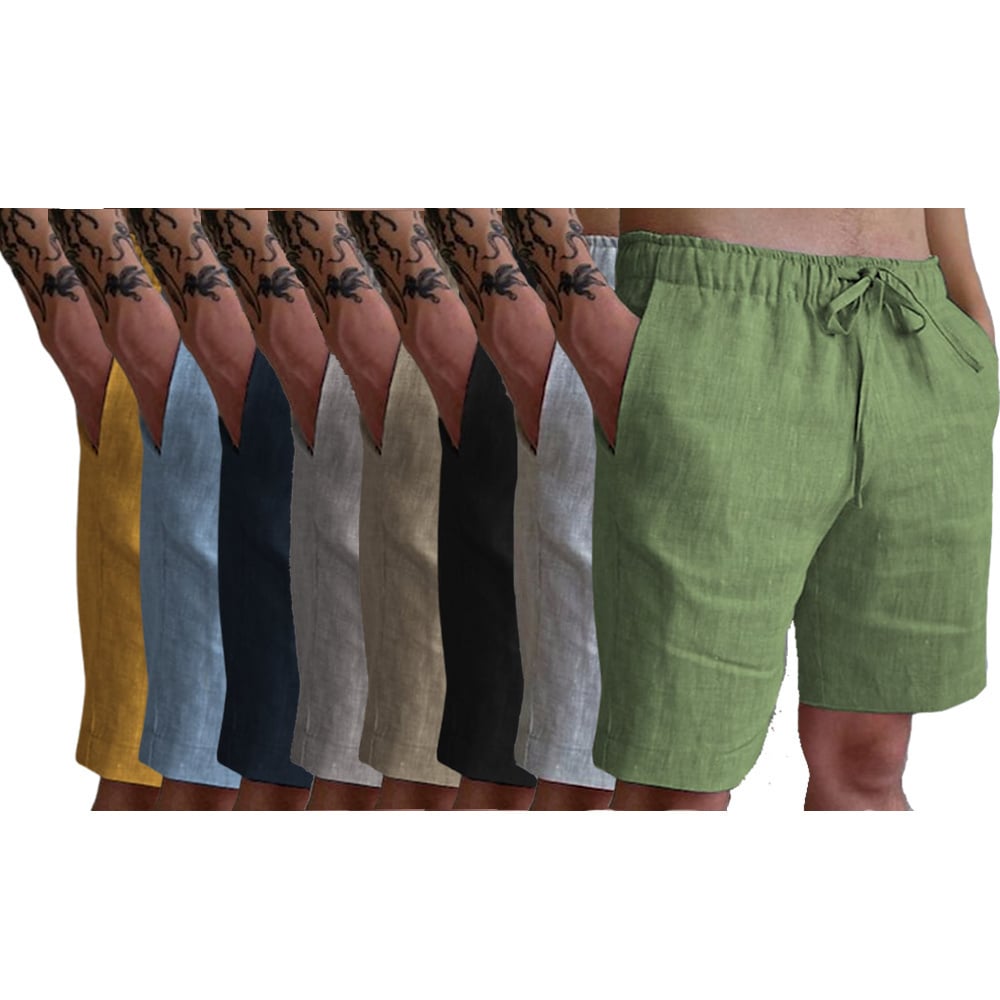 8-PACK Men's Linen Shorts Summer Shorts