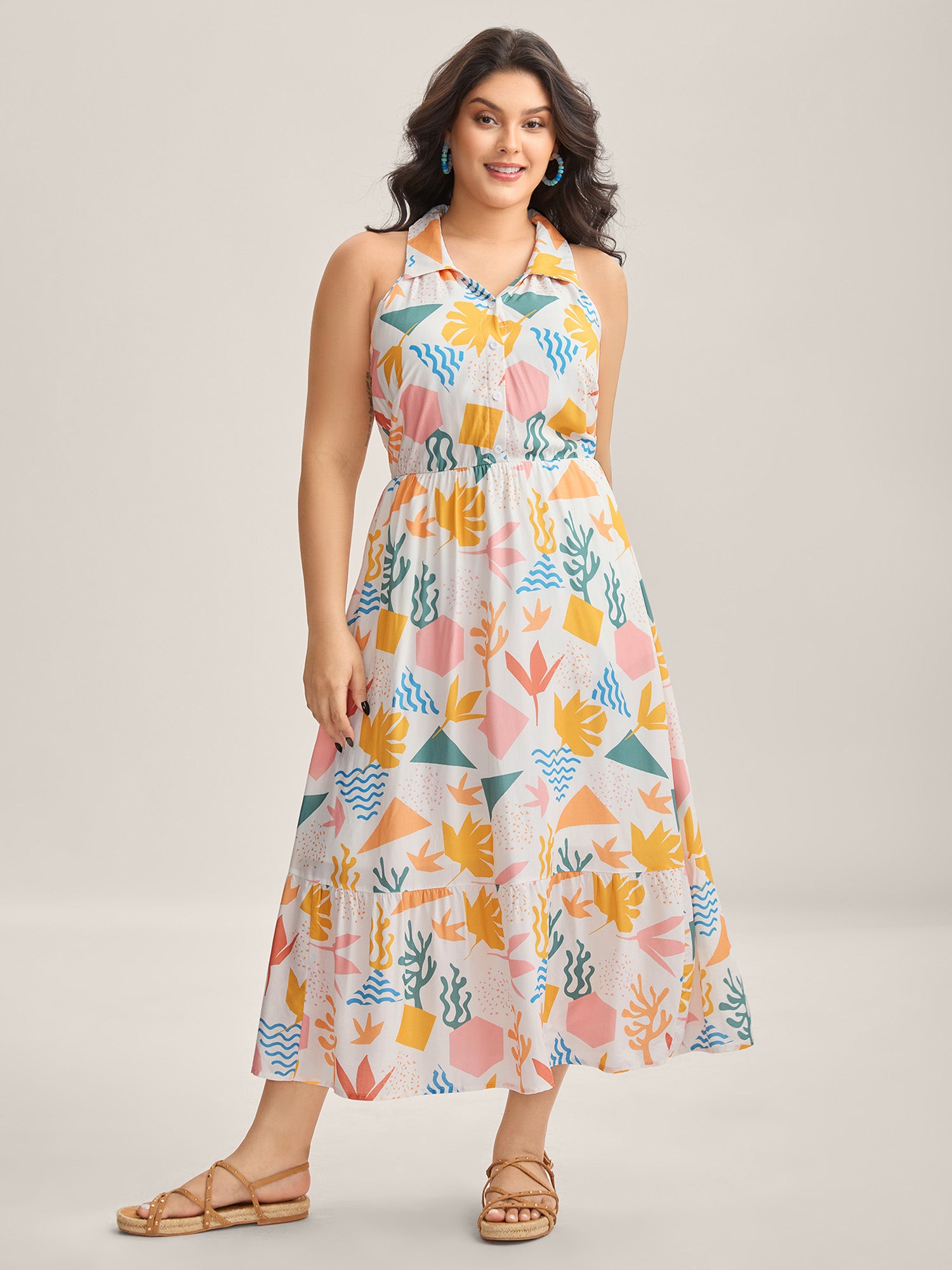 All About Sea Stretchy Waist Midi Dress