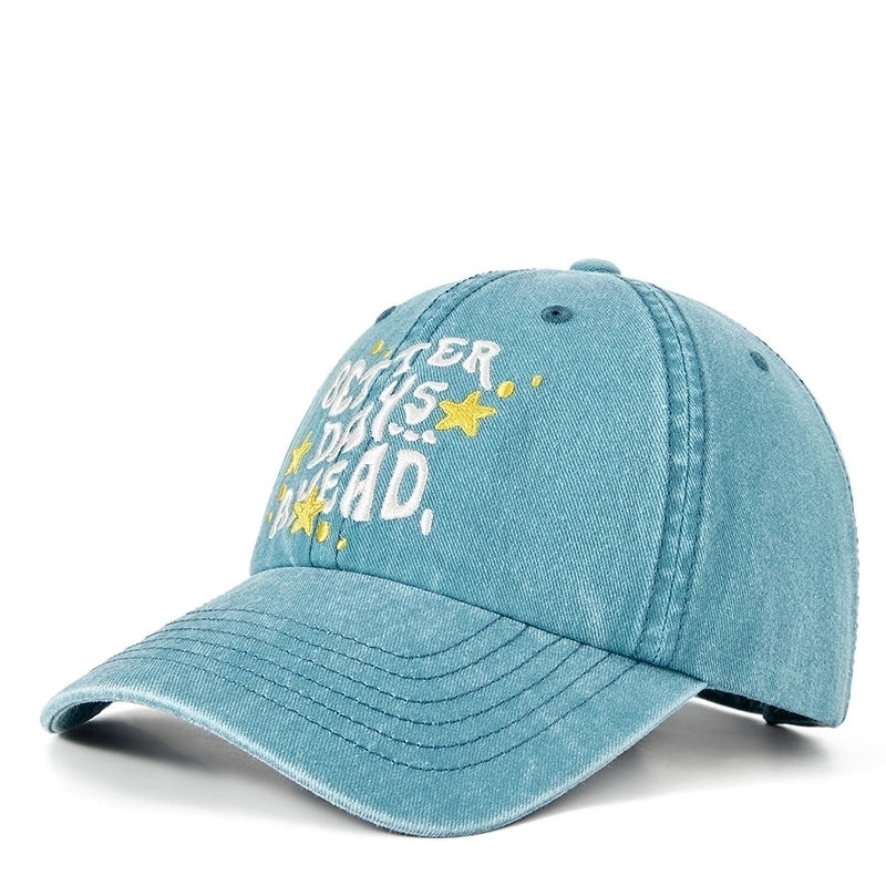 Unisex Minimalist Letter Star Embroidery Curved Eaves Baseball Cap
