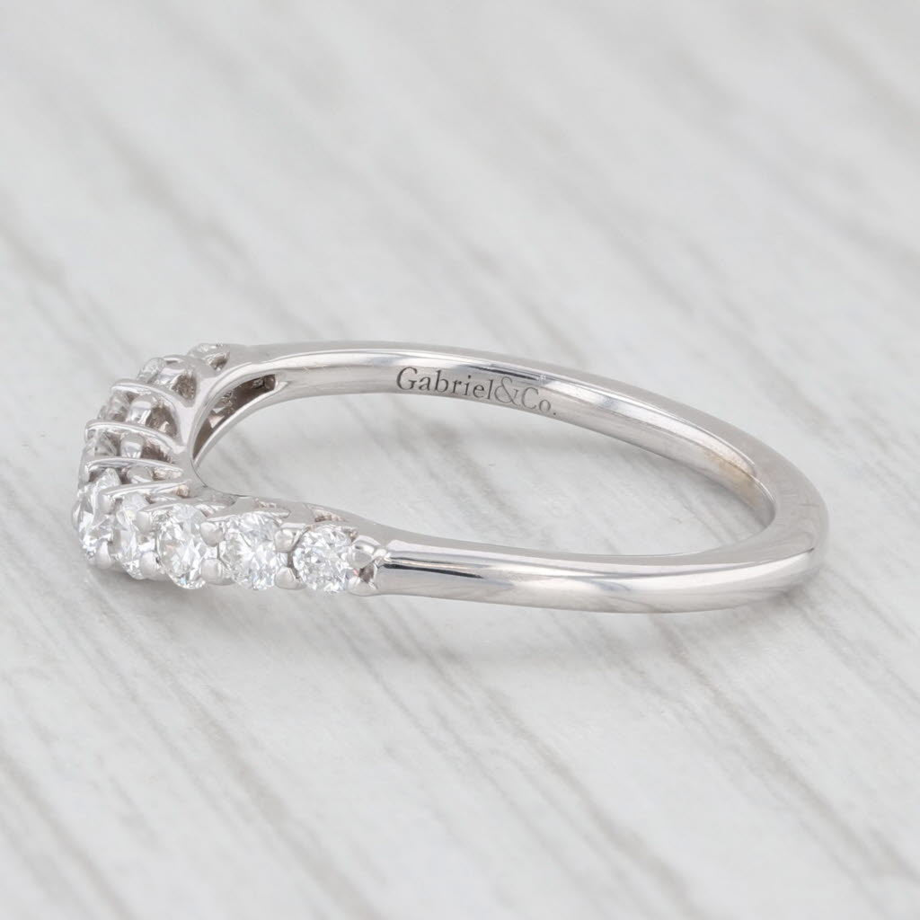 Gabriel & Co 0.34ctw Diamond Contoured Wedding Band 18k White Gold Size 5