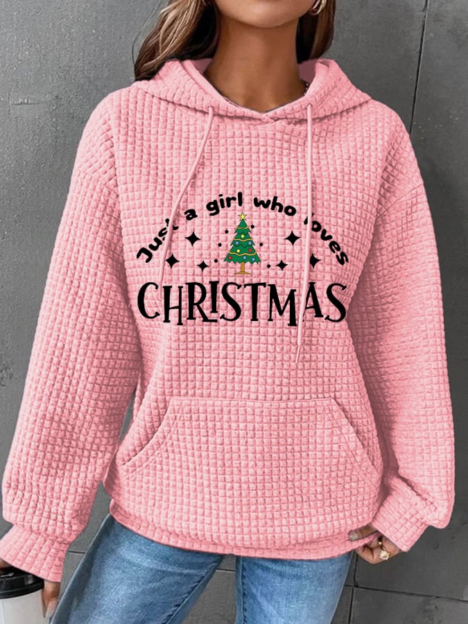 Women's Just A Girl Who Loves Christmas Waffle Hoodie