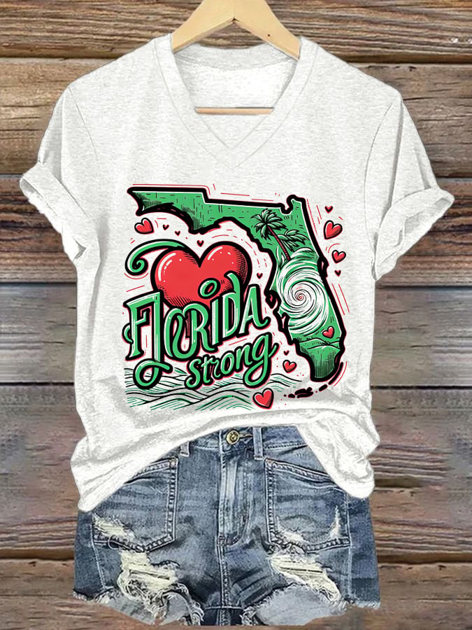 Women's Florida Strong Printed V-Neck T-Shirt