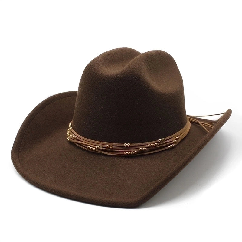 Unisex Retro Cowboy Style Tassel Big Eaves Fedora Hat