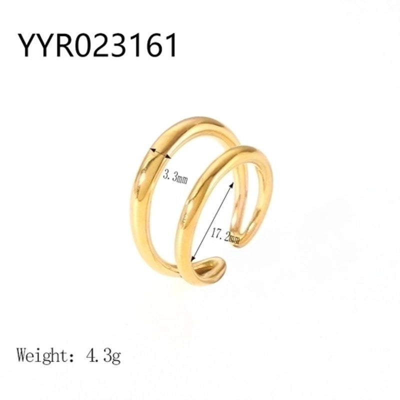 IG Style Retro Geometric 304 Stainless Steel Natural Stone Rhinestones Zircon 18K Gold Plated Polishing Plating Inlay Rings