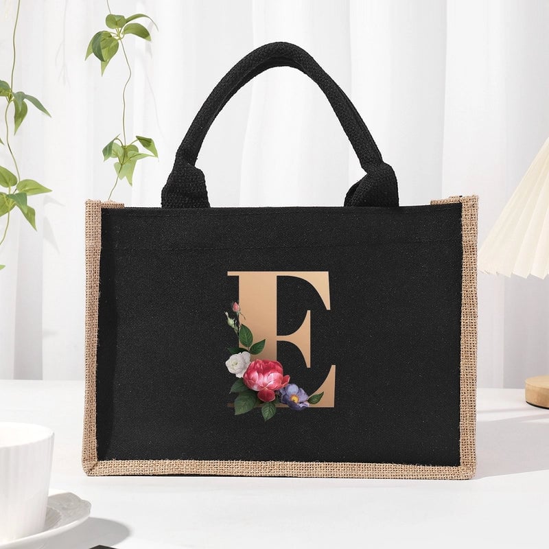 Women's Medium Canvas Letter Basic Classic Style Open Shopping Bags