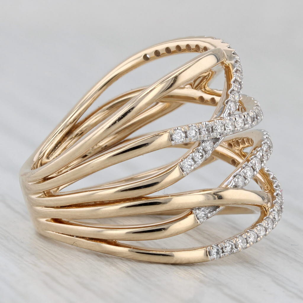 Cardow 0.75ctw Diamond Crossover Ring 14k Yellow Gold Size 7 Cocktail
