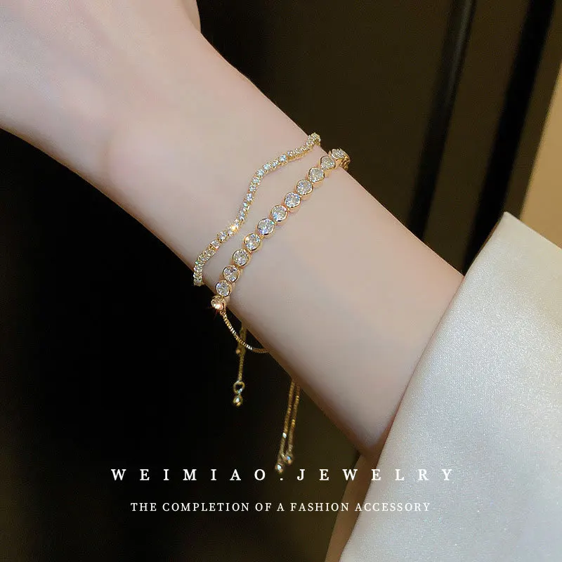 Luxury Zircon Adjustable Charm Bracelets For Woman Korean Fashion Jewelry Wedding Party