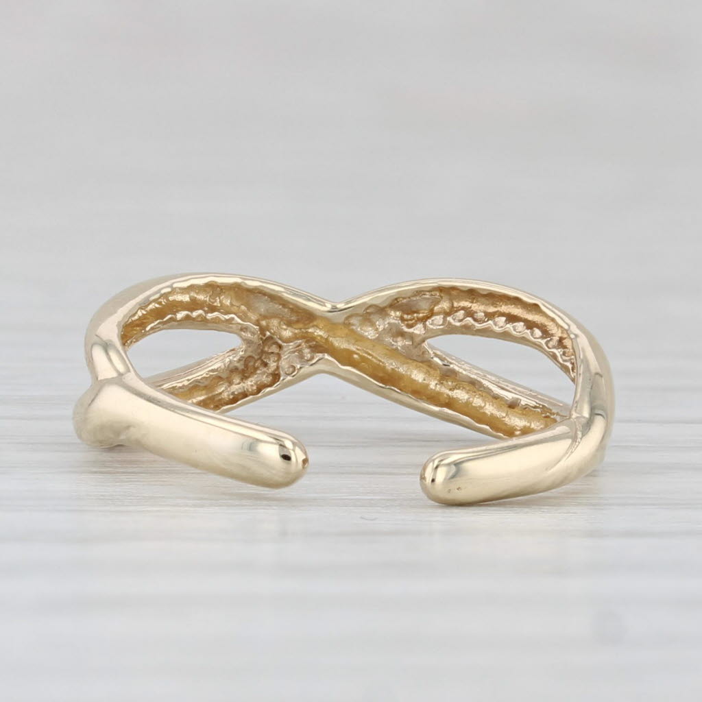 Knot Woven Band Cross Over Toe Ring 10k Yellow Gold Adjustable Size