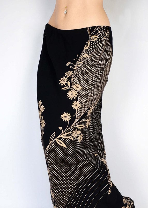 Art Black Low Waist Print Holiday Skirts Spring