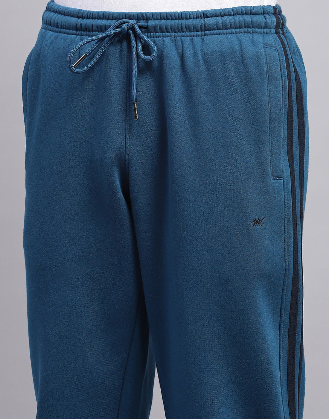 Men Blue Solid Mock Neck Full Sleeve Winter Tracksuit