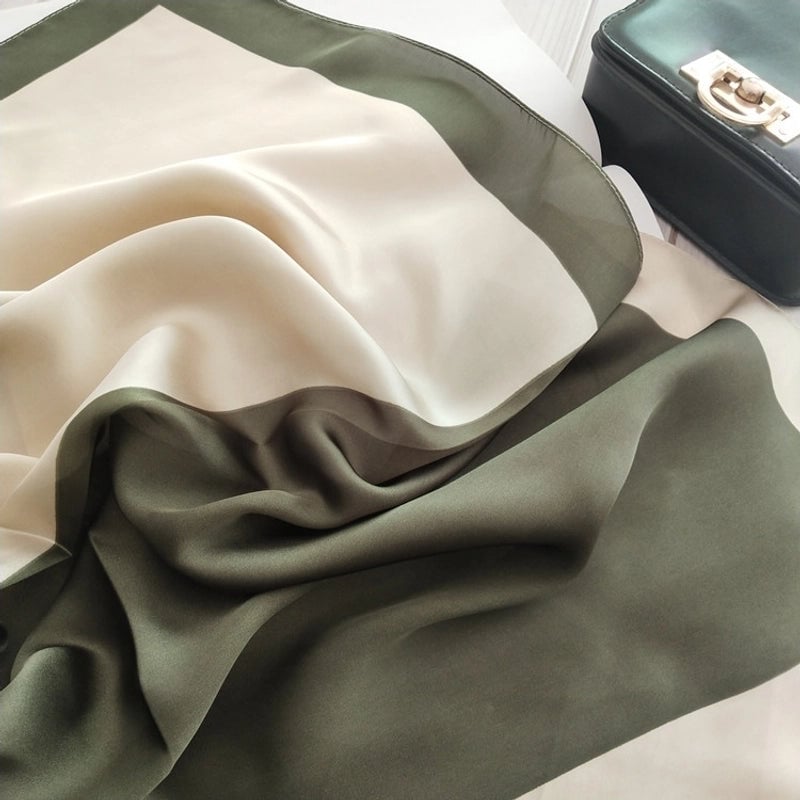 Women's Elegant Color Block Satin Silk Scarf