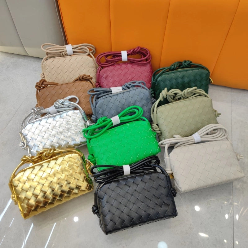 New Square Woven Cloud Bag Genuine Leather  Women's Bag Fashionable Hand-held Shoulder Crossbody Bag For Women
