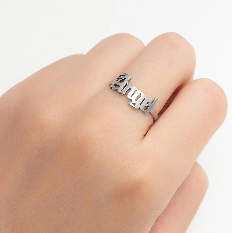 Fashion Letter 201 Stainless Steel 18K Gold Plated Hollow Out Rings