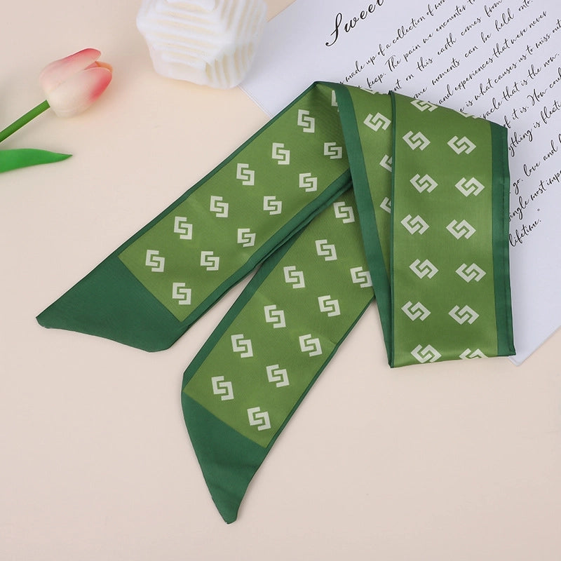 Women's Elegant Geometric Letter Flower Polyester Silk Scarf