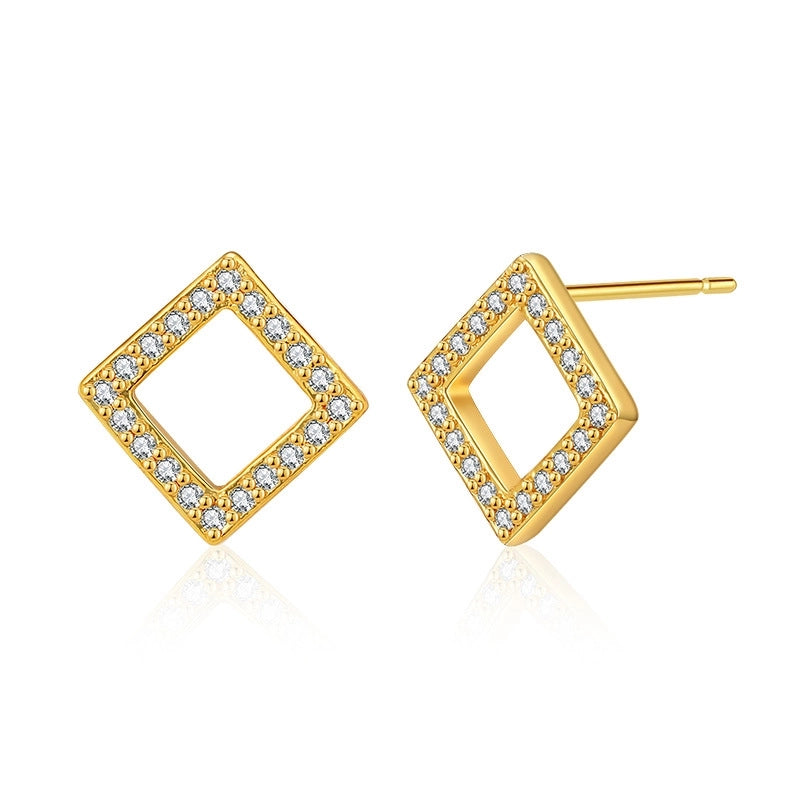 1 Pair Sweet Minimalist Moon Heart Shape Plating Inlay Copper Zircon Ear Studs