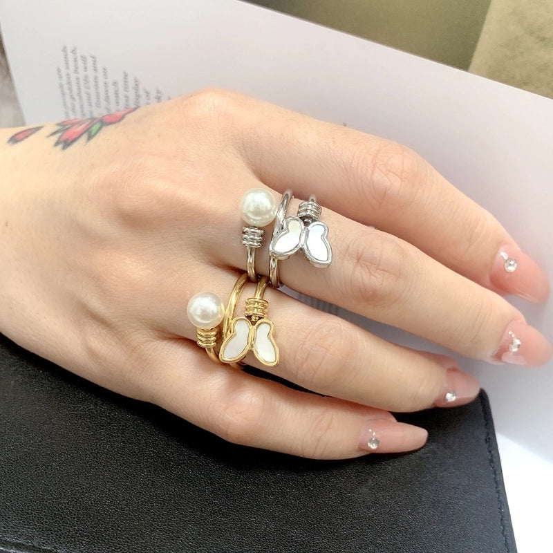 Vintage Style Classic Style Geometric Heart Shape Butterfly Titanium Steel Plating Rings