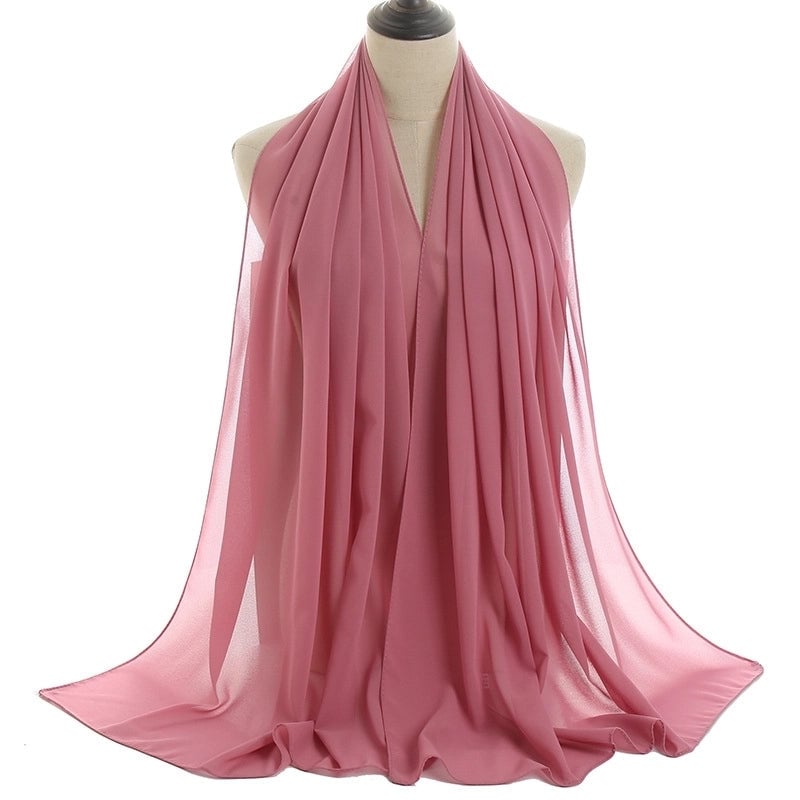 Women's Minimalist Solid Color Chiffon Cotton Linen Scarves