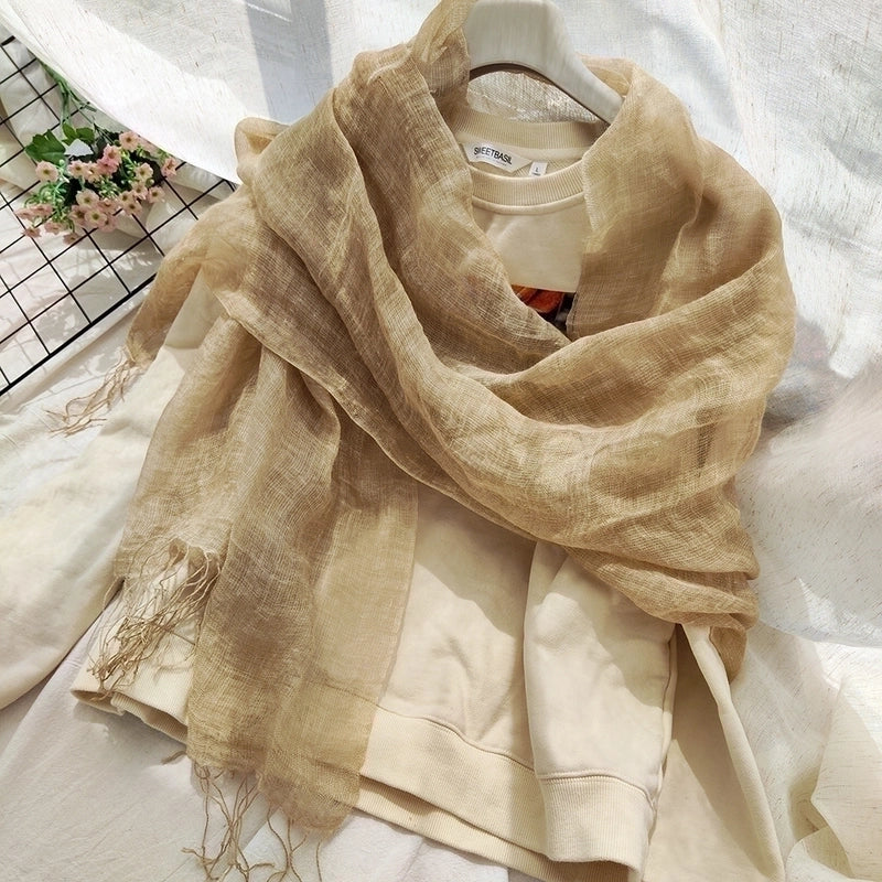 Women's Ethnic Style Solid Color Linen Silk Scarf