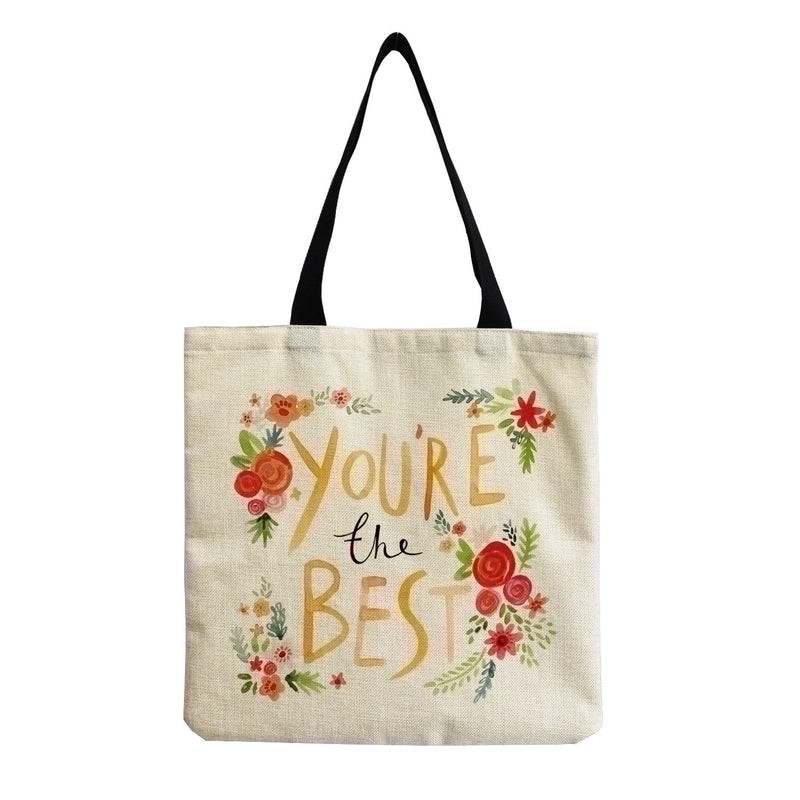 Women's Minimalist Letter Cotton And Linen Shopping Bags