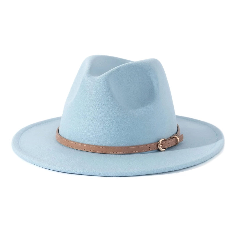 Fashion Flat Top Hat Women's British French Socialite Elegant Felt Hat Autumn And Winter Warm Jazz Hat Men's
