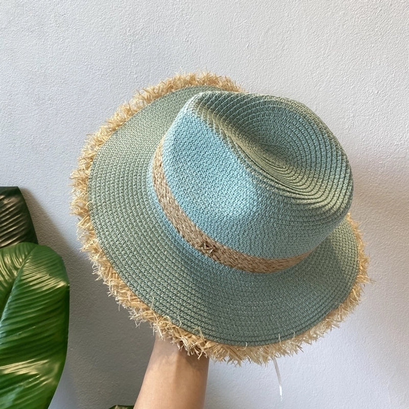 Women's Casual Solid Color Bowknot Flat Eaves Straw Hat