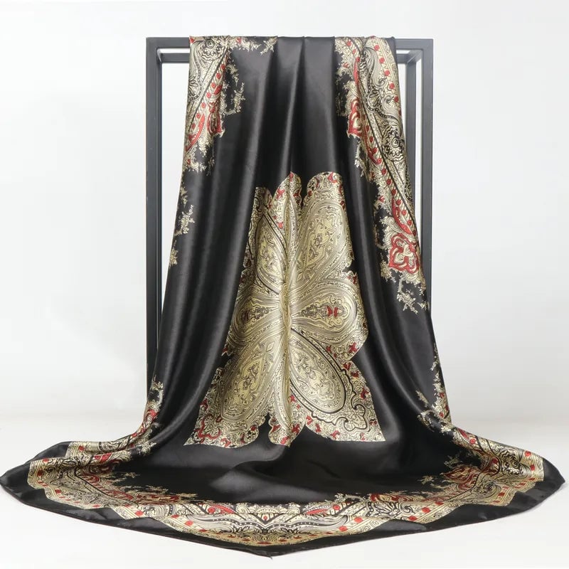 Women's Vintage Style Ethnic Style Printing Polyester Satin Silk Scarf Kerchief