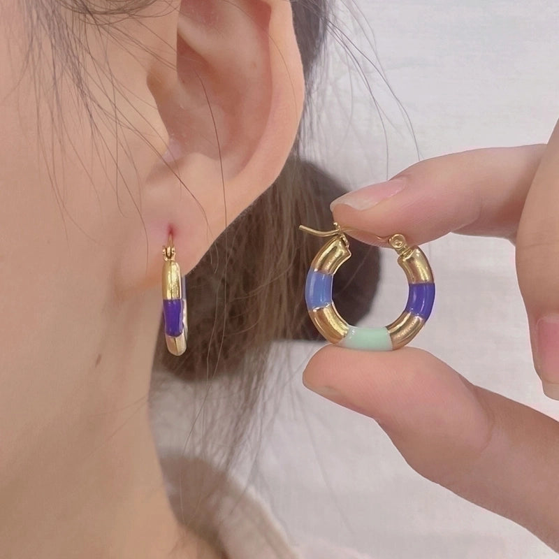 1 Pair IG Style Minimalist Round Plating 304 Stainless Steel Gold Plated Earrings
