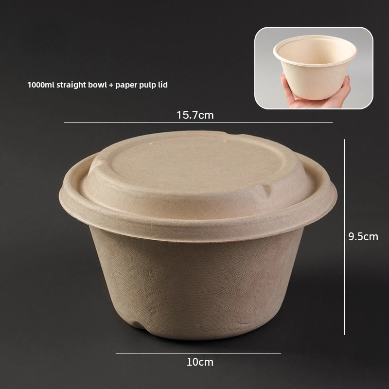 Disposable Paper Bowl Tableware Set Paper Bowl Commercial Household Bowl Degradable Whole Box Disposable Round Bowl