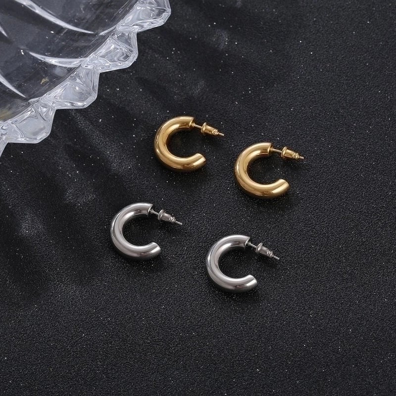 1 Pair Fashion C Shape Plating 201 Stainless Steel 18K Gold Plated Ear Studs