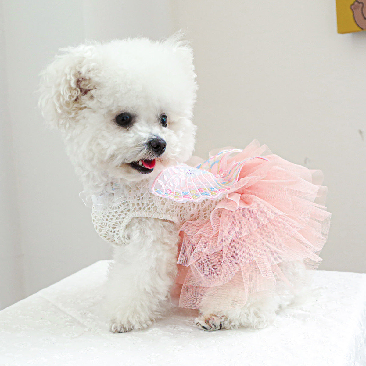 Colorful Butterfly Layered Dog Cat Lace Dress