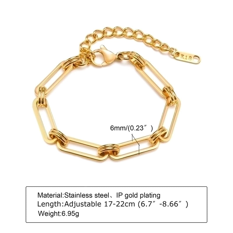 Solid Color 304 Stainless Steel 18K Gold Plated Bracelets In Bulk