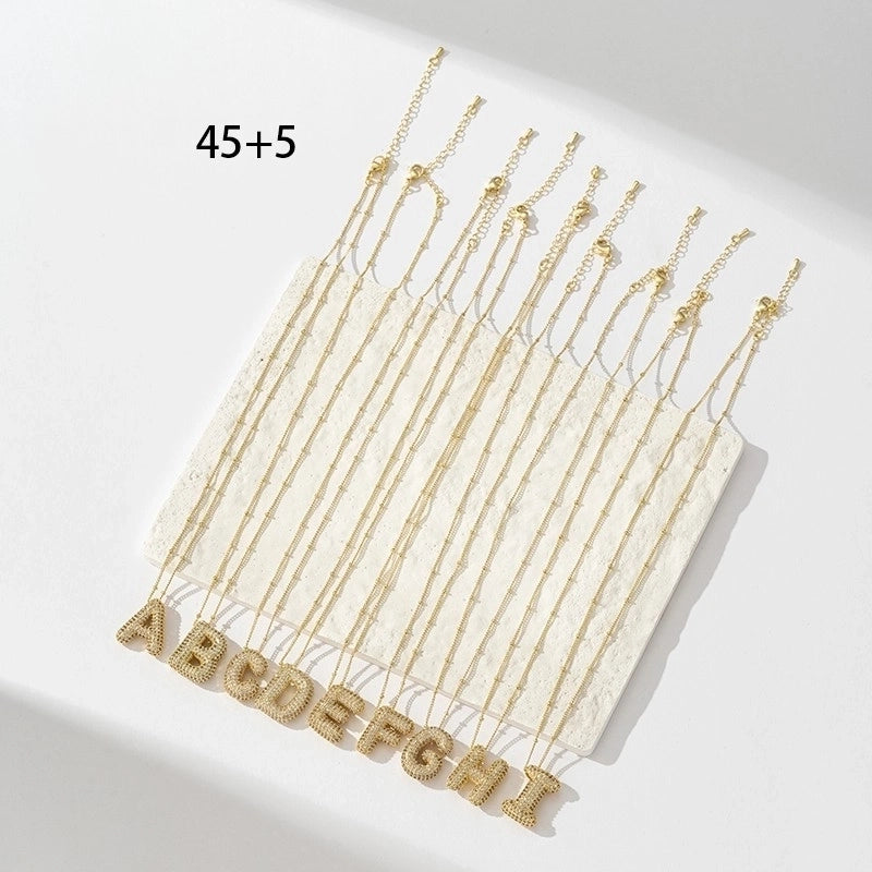 Copper Gold Plated Silver Plated IG Style Minimalist Plating Inlay Letter Zircon Pendant Necklace