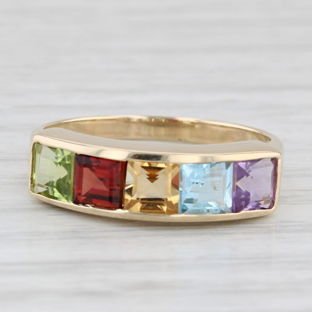1.89ctw Gemstone Rainbow Ring 10k Yellow Gold Size 7.25 Stackable