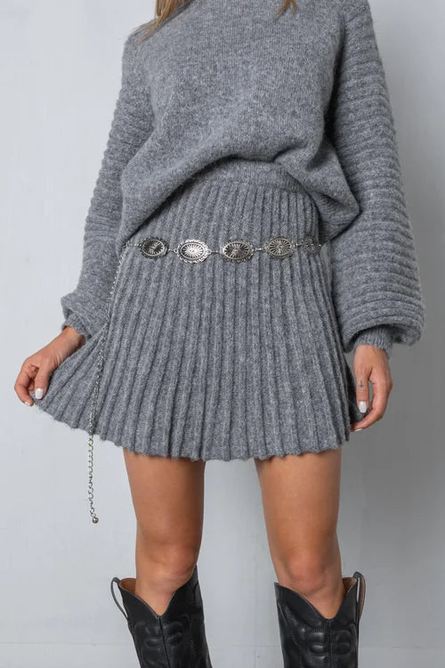 Ava | Elegant Pleated Sweater and Skirt